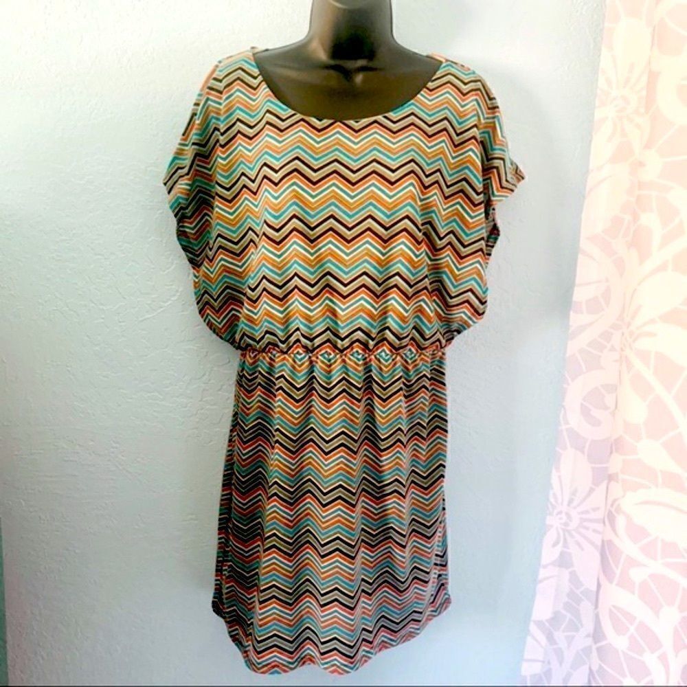 Lster Multicolored Chevron Print Mini Dress Size Large